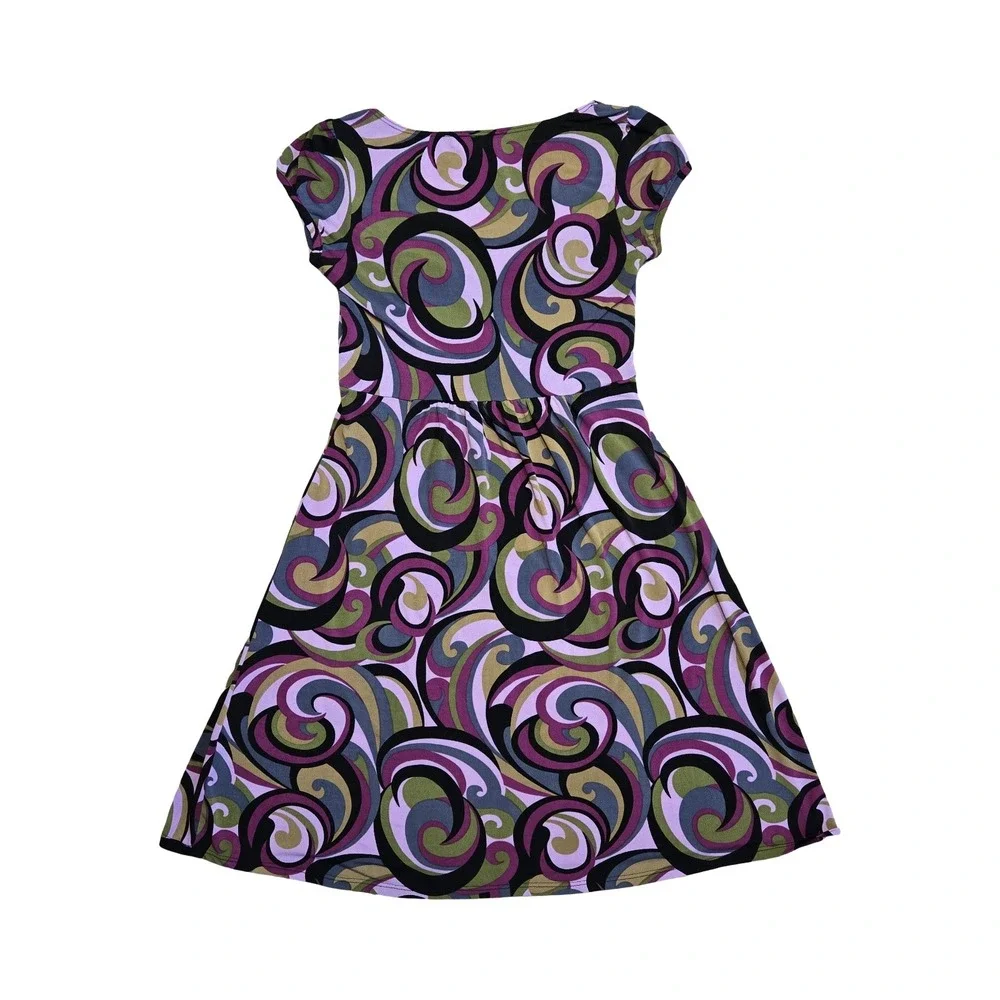 VTG y2k funky print babydoll mini dress / SM / B WEAR, retro, groovy, 70s, 2000s - Picture 7 of 9